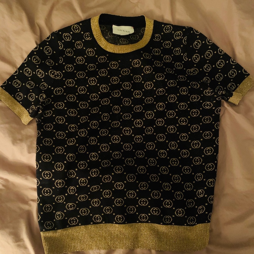 Authentic Fine Wool Knit GG Lurex Sweater